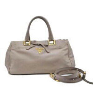 PRADA Soft Calfskin Leather Handbag Pumice